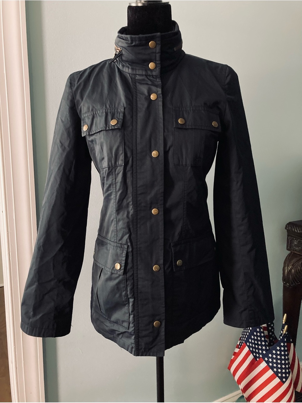 Banana Republic Dark Blue Field Jacket with Hideaway Hood Belt - Picture 2 of 16